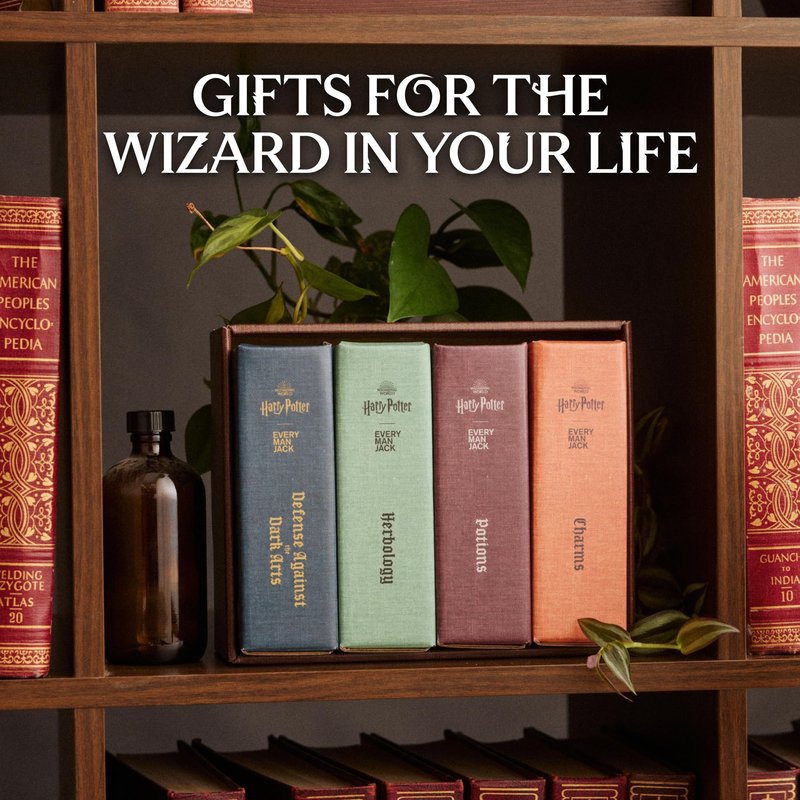 Every Man Jack Harry Potter Collectors Men's Body Wash Gift Set - Includes 4 Body Washes with Clean Ingredients & Hogwarts Inspired Scents - Defense Against the Dark Arts, Charms, Herbology, Potions