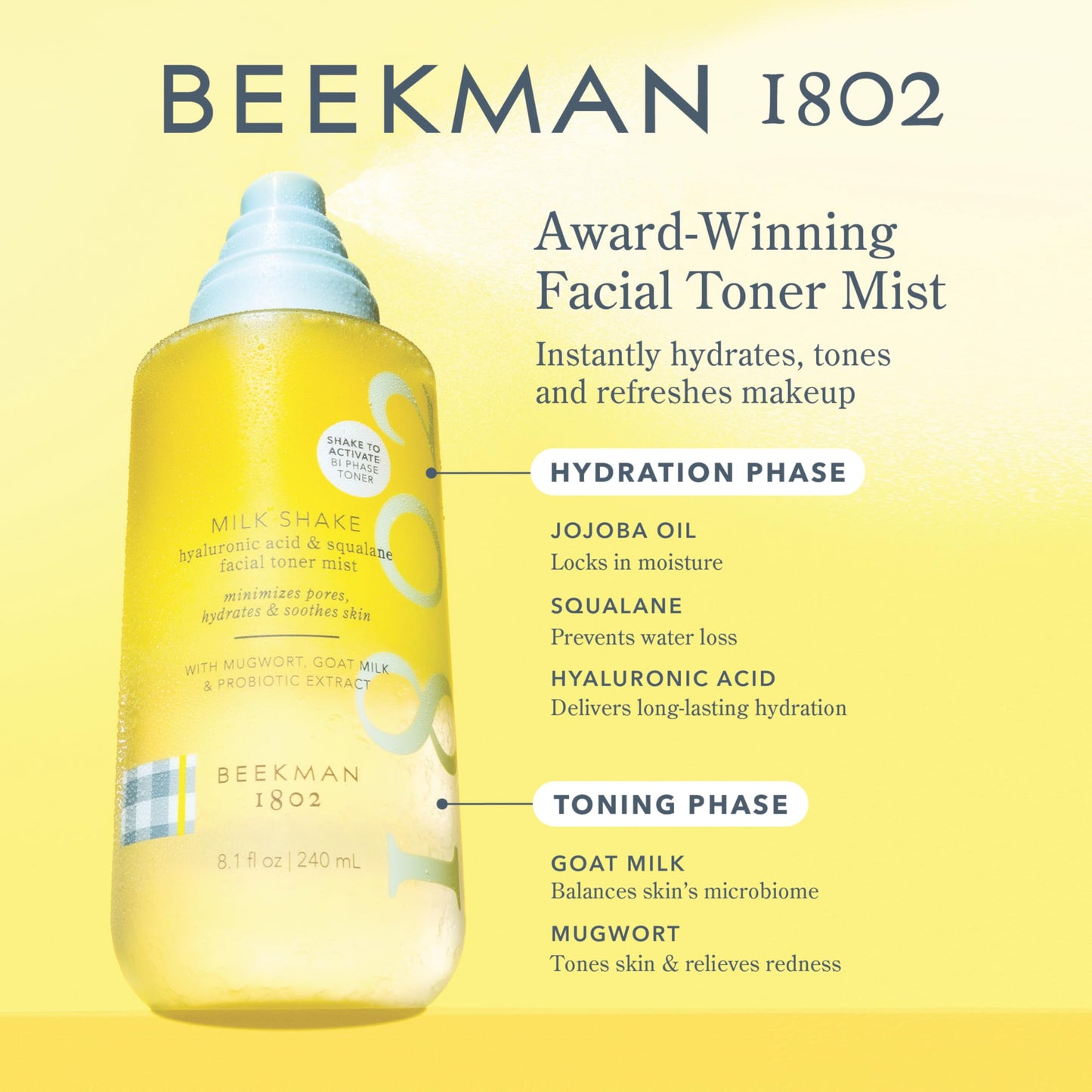 Beekman 1802 Sensitive Skin MVPs – Milk Shake Hydrating Facial Toner + Milk Drops Ceramide Serum + Bloom Cream Face Moisturizer – Fragrance Free, Sensitive Skin Safe, Made with Goat Milk