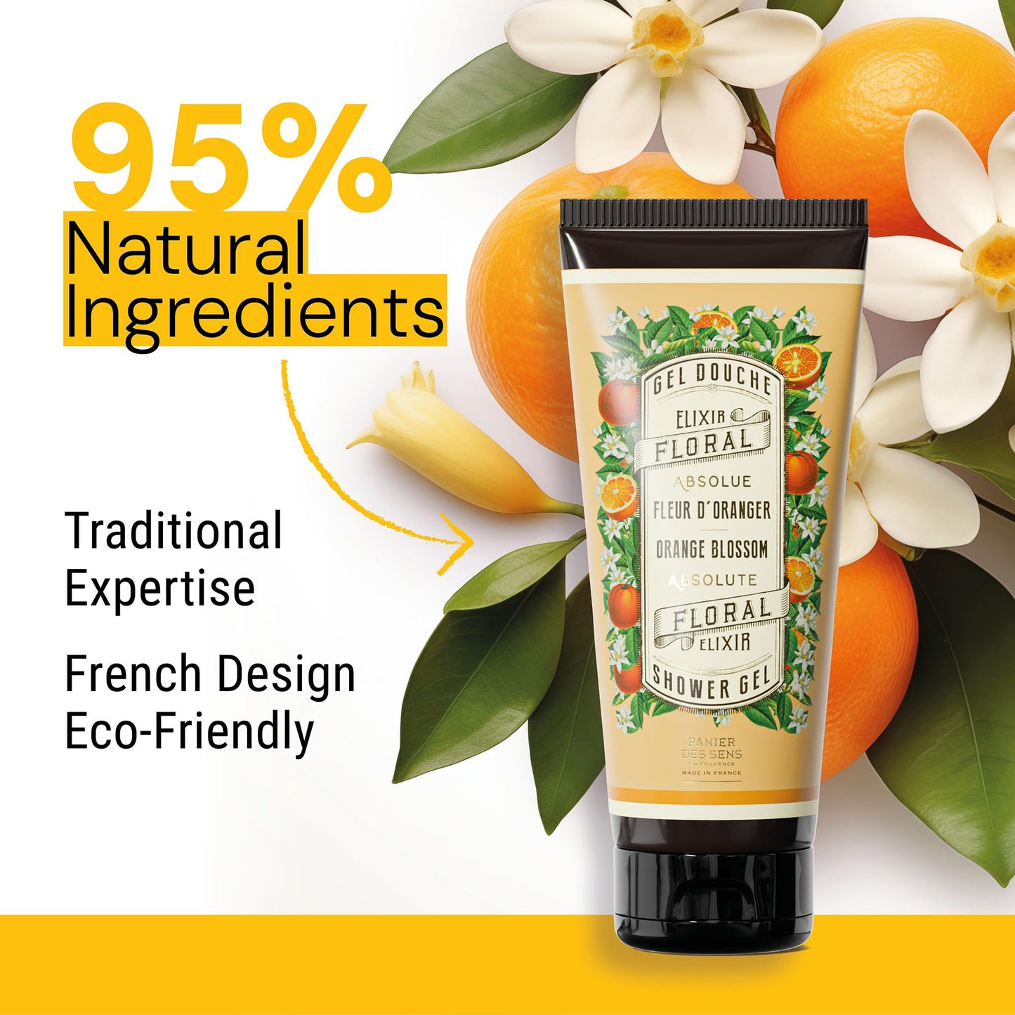 Orange Blossom Body Wash for Women – French Shower Gel with Long-Lasting Fragrance – Non Toxic Body Wash with 96% Natural Origin Ingredients – Gentle Cleanser, SLS Free, Vegan – 2 x 6.8 fl oz