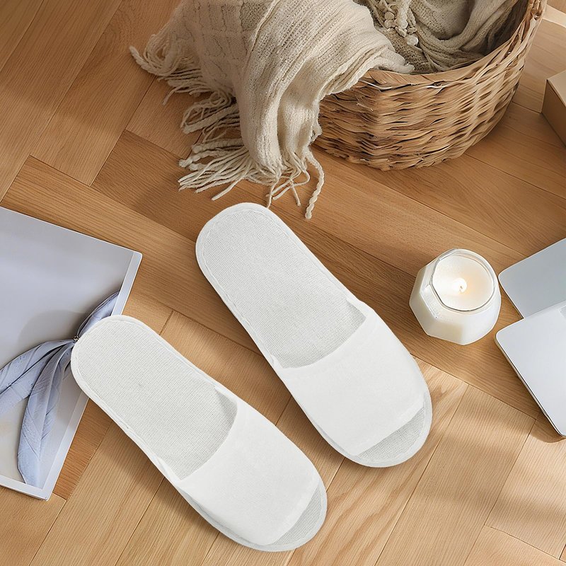 Seuqhck 20 Pairs Disposable Slippers, Open Toe Comfortable Cotton Spa Slippers Bulk, White Non-slip Hotel Guest Slipper for Home, Travel, Salon, Unisex, Men, Women