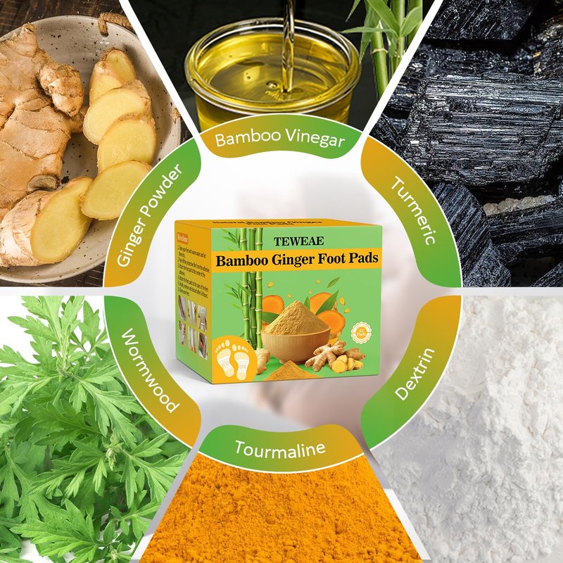 TEWEAE 62 Pads Foot Pads Natural Turmeric & Ginger, Premium Pads to Feel Better, Relieve Stress & Restful Sleep, Goodnight Patches for Family Members