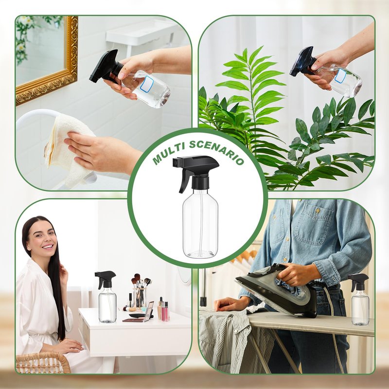 LOYIM 9 Pack 10oz/300ml Plastic Spray Bottle Bulk for Plant Small Spray Bottle Fine Mist Water Sprayer Upgraded Adjustable Nozzle Refillable Empty Containers for Cleaning, Hair, Cooking(Clear)
