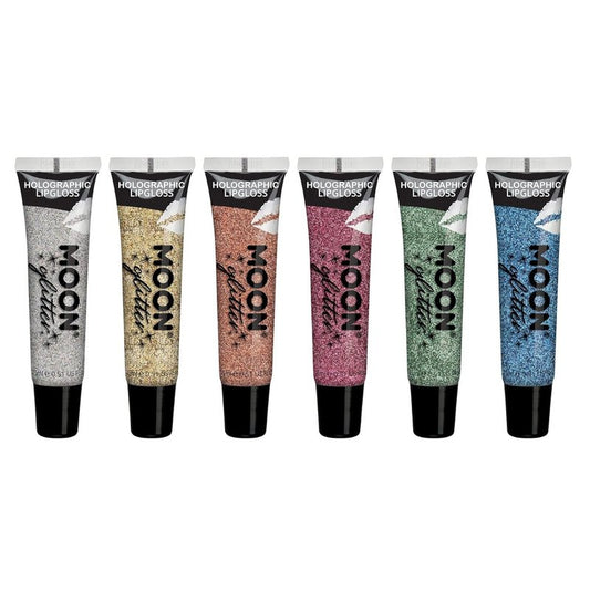 Holographic Glitter Lip Gloss - Moon Glitter Set of 6 | 0.50 Fl Oz Each