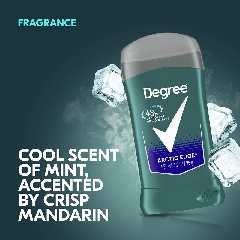 Degree Men Original Aluminum Free Deodorant for Men, 48-Hour Odor Protection, Arctic Edge 3 Ounce (Pack of 6)