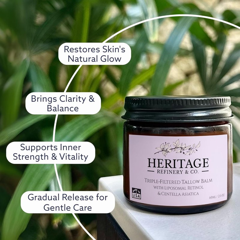 Grass Fed Beef Tallow Face Cream - Anti-Aging Retinol Moisturizer for Sensitive Skin | 2 oz Made in USA