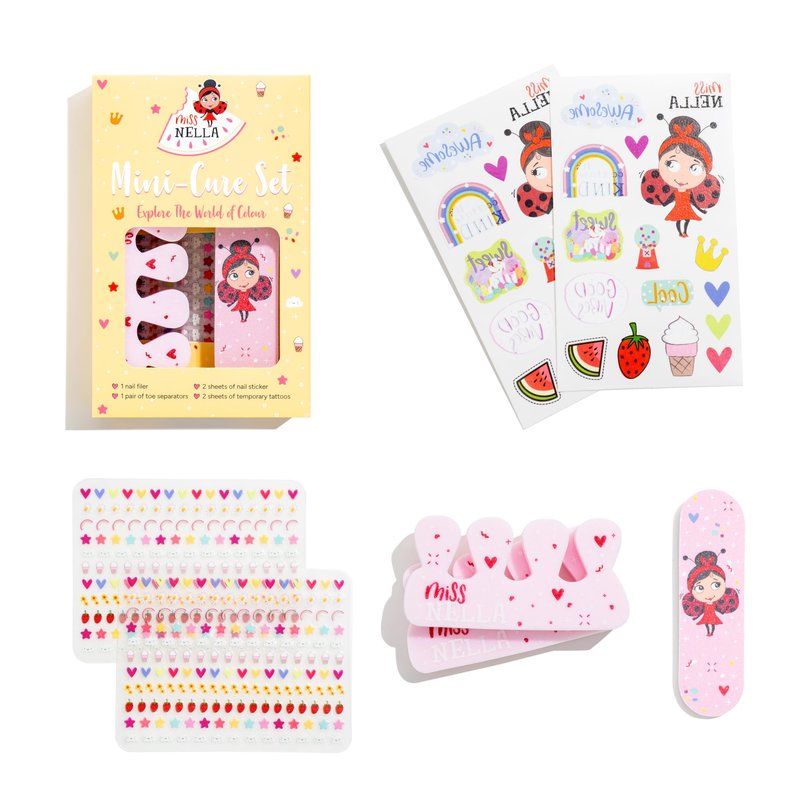 Miss Nella special edition GIRLY GIRL kids makeup & nail polish set for little girls, Hypoallergenic, Dermatologically tested, Non toxic, Canvas cosmetic bag, safe and fun