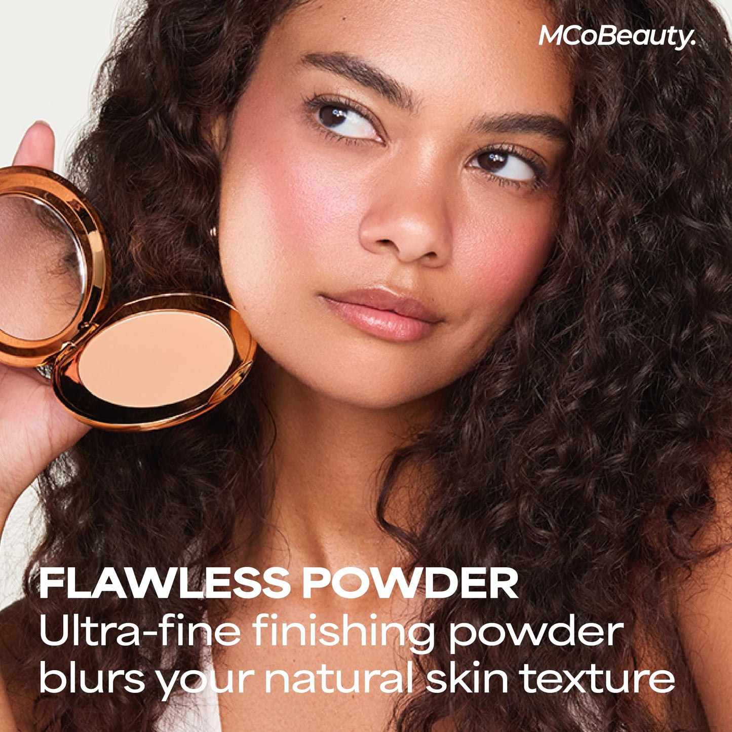 MCoBeauty Miracle Flawless Pressed Powder - 3 Medium Warm - Soft Focus Blurring, Finishing & Setting Powder - Face Makeup Compact with Rose Flower Extract Sweet Almond Oil - Vegan & Cruelty Free