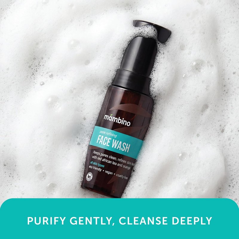 Mambino Organics Pore Refining Foaming Cleanser - Gentle Daily Face Wash with Red African Tea & Sweet Orange | 5.5 fl oz, 2-Pack