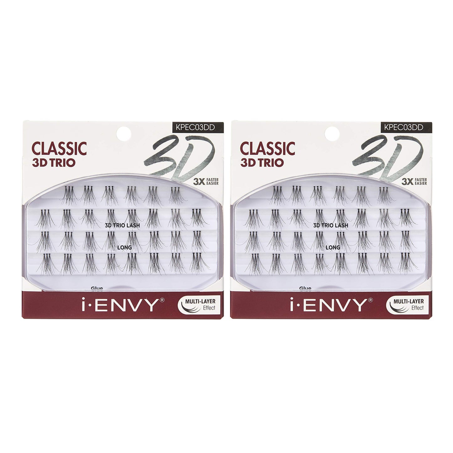 iENVY by KISS 3D Trio Lashes Classic Long (2 PACK) Naturally Fluffy 3X Easier and Faster Application