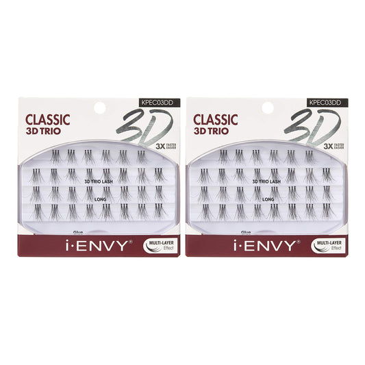 iENVY by KISS 3D Trio Lashes Classic Long (2 PACK) Naturally Fluffy 3X Easier and Faster Application