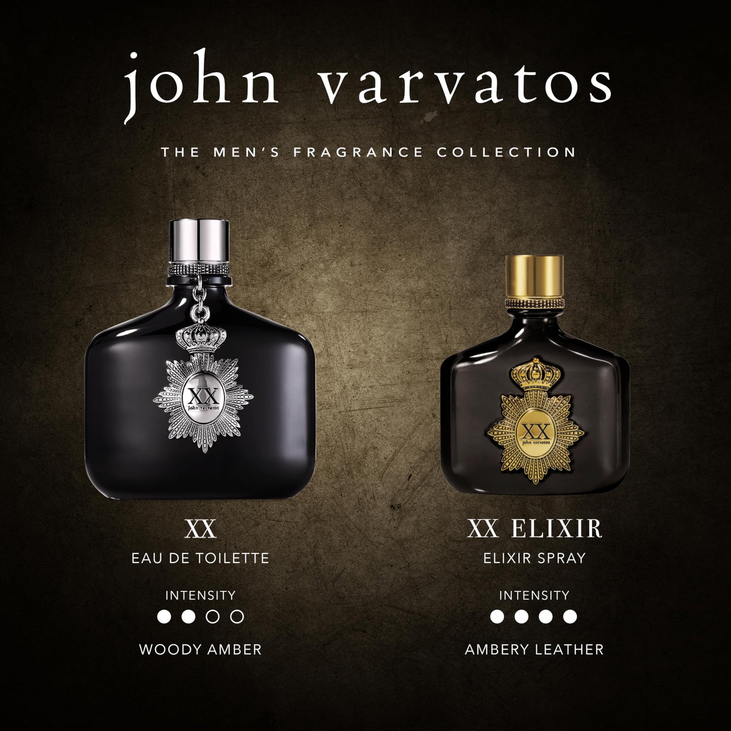 John Varvatos XX Elixir Spray, Cologne for Men, Long-Lasting, Amber Leather Scent with Notes of Rum & Davana Essence, 2.5 fl oz