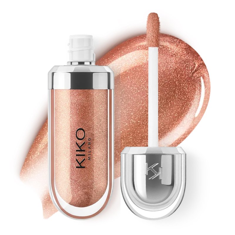 Kiko Milano 3D Hydra Lip Gloss – High Shine, Hydrating, Plumping, Non-Sticky, Moisturizing Lip Makeup – 18 Golden Sparkle – 6.5ml