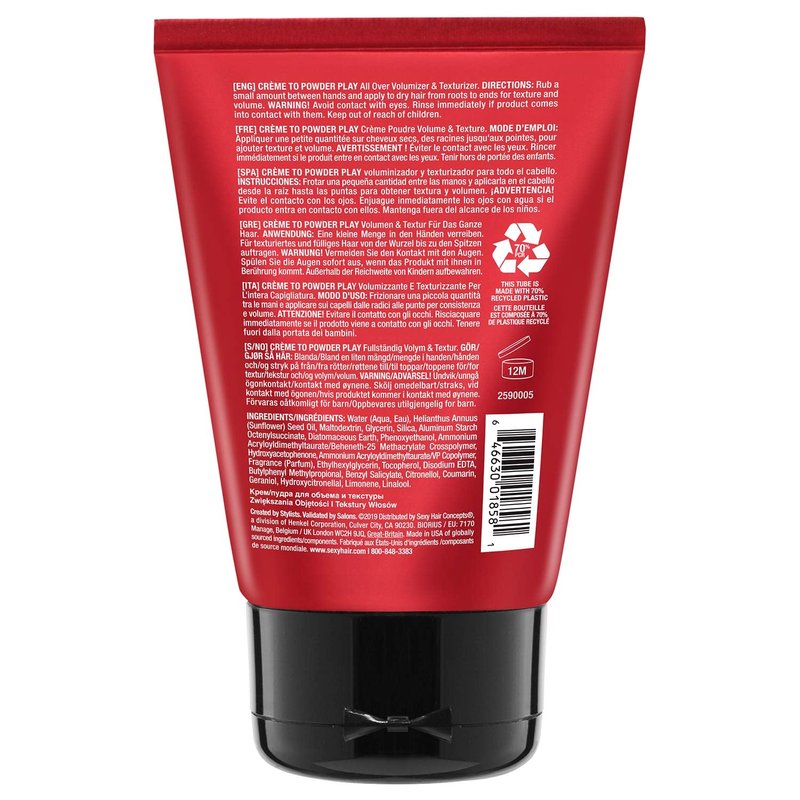 SexyHair Big Creme 2 Powder Play Volumizer & Texturizer - 3.4 Oz | Up to 100% More Volume for All Hair Types