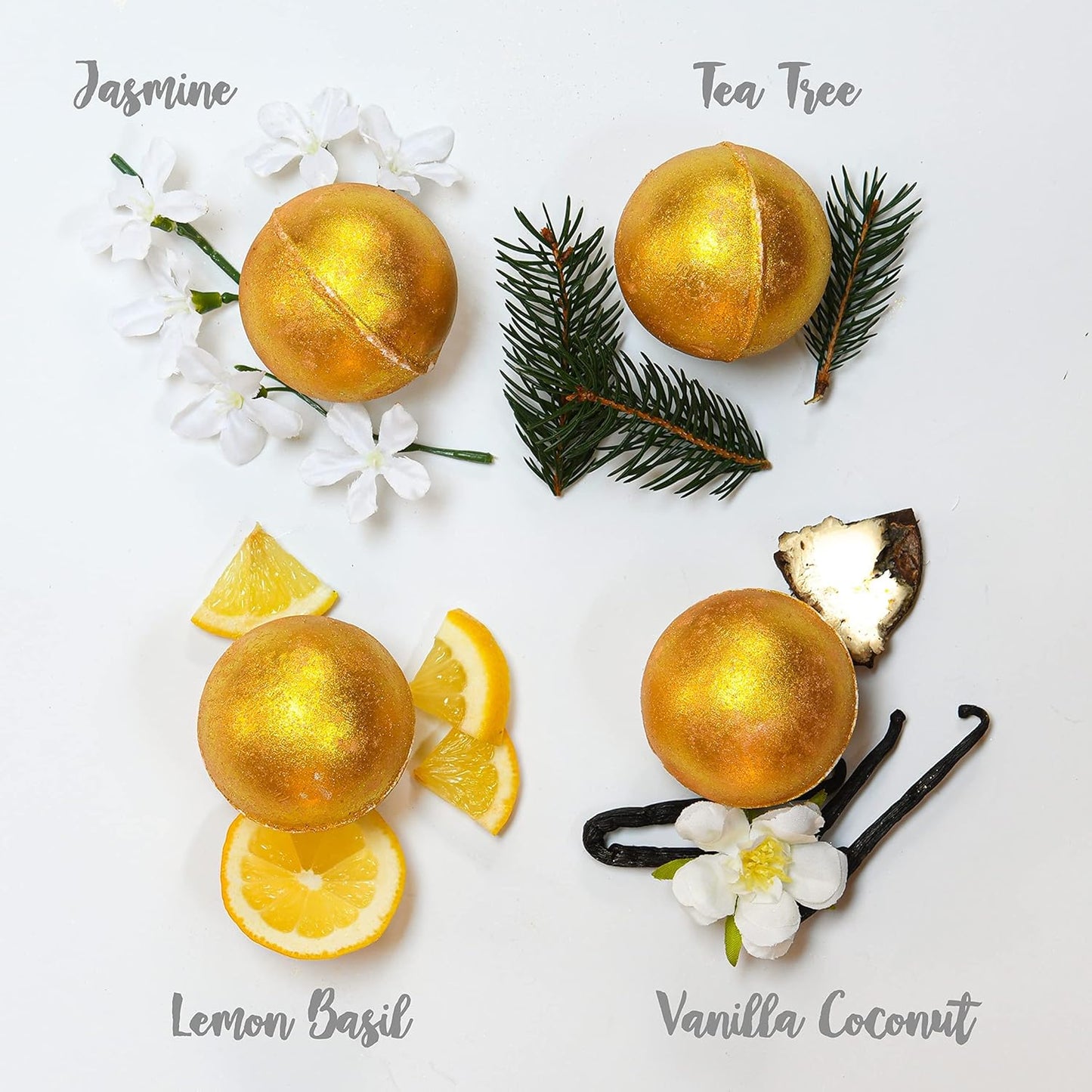 24K Gold Bath Bombs Set - Deluxe Marble Gift Set with 9 Natural Scents | Perfect for Spa & Bubble Baths