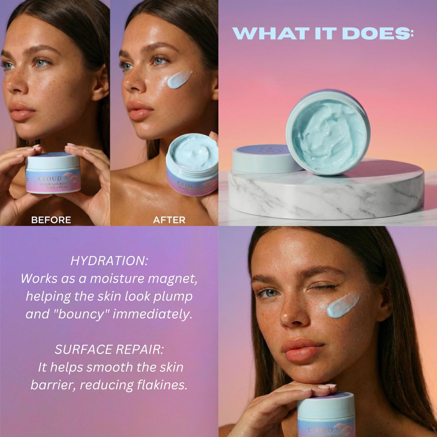 Sky Bliss Peptides | Retinol | Hyaluronic Acid | Vitamin C & E | Aloe Vera | Jojoba Oil | face moisturizer Cloud 9 Nourishing Cream