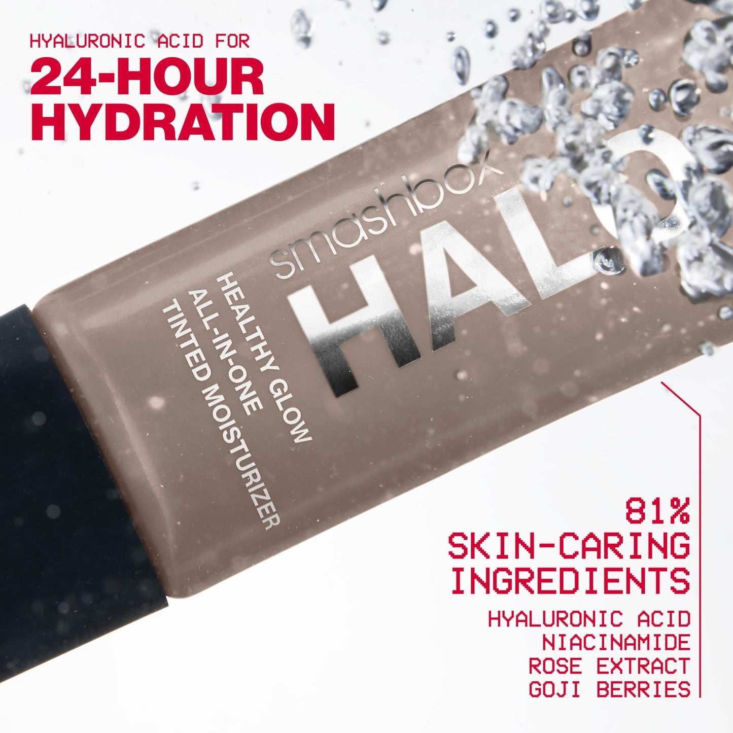 Smashbox Halo Healthy Glow Tinted Moisturizer with SPF 25 | 24-Hour Hydrating Buildable Coverage with a Natural Dewy Finish, Hyaluronic Acid & Niacinamide, Medium Tan, Travel Size, 0.41 Fl Oz