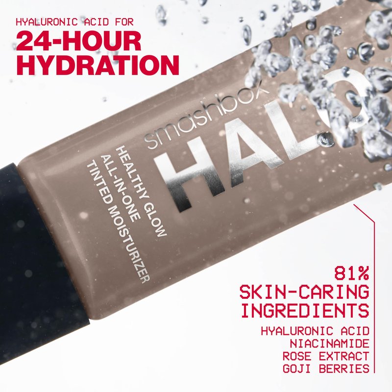Smashbox Halo Healthy Glow All-In-One Tinted Moisturizer SPF 25 | Hydrating, Long Wearing, Tinted Moisturizer with SPF | Hyaluronic Acid, Medium Tan