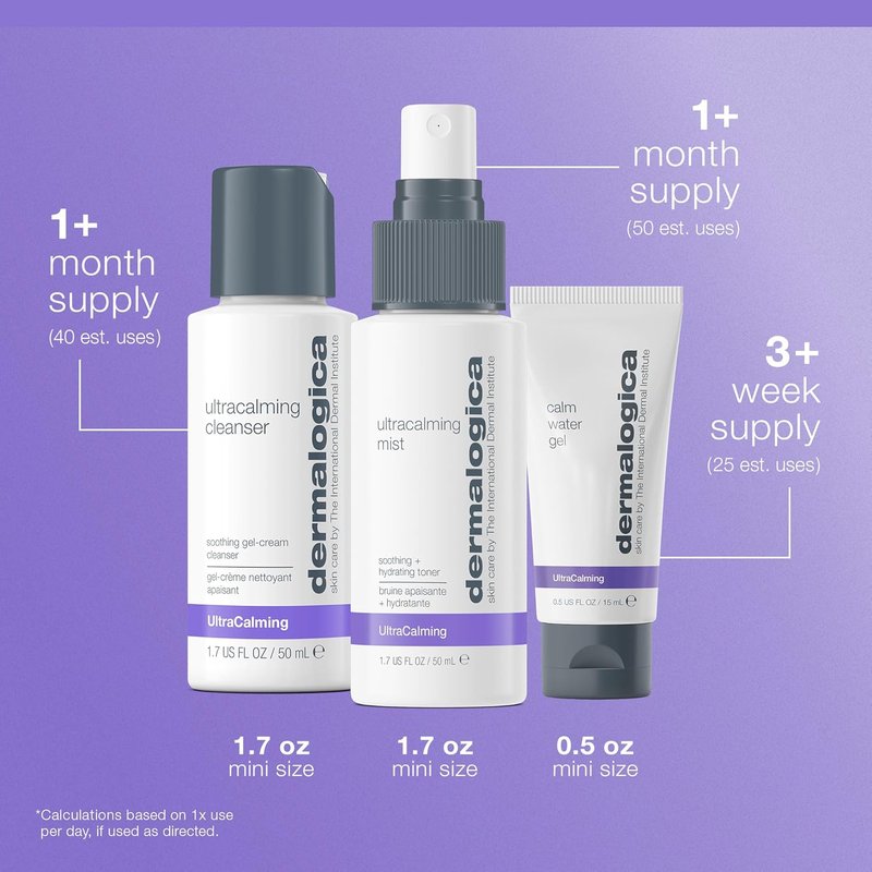 Dermalogica Sensitive Skin Rescue Kit - Face Wash, Toner & Moisturizer for Calm, Soothe & Irritate-Free Skin | 3-Piece Set