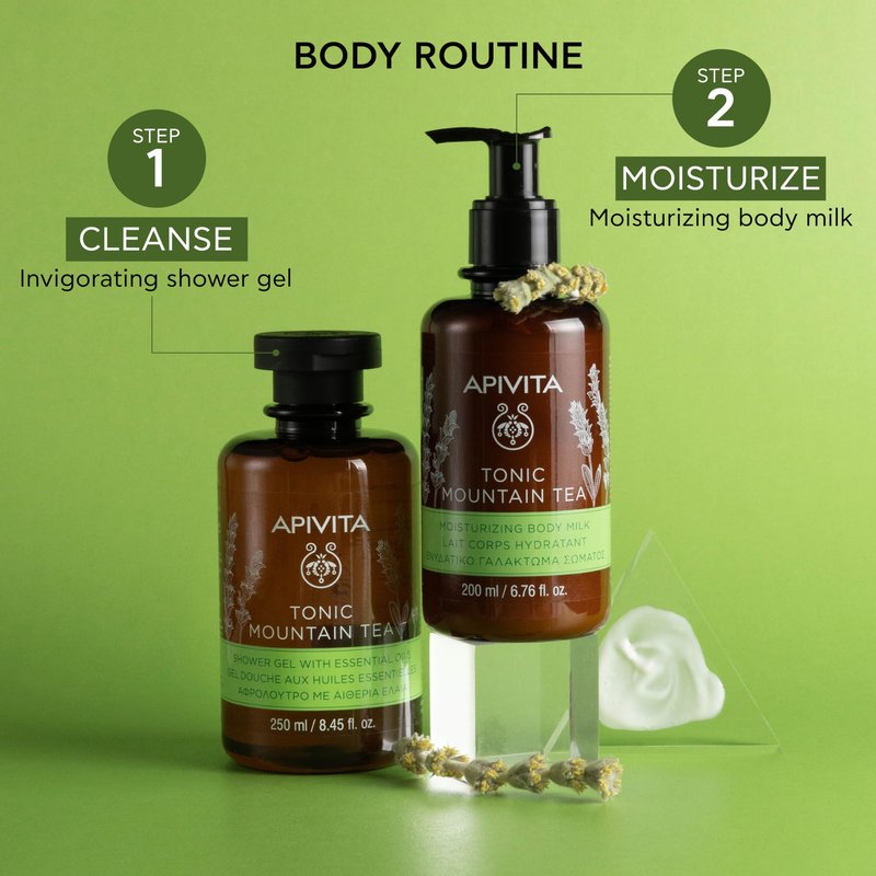 Apivita Tonic Mountain Tea Mousturizing Body Milk, Moisturizes, Softens Tones & Revitalizes with Mountain Tea & Propolis