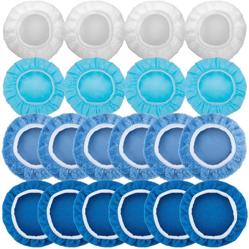 20PCS Car Orbital Buffer Polisher Pad Bonnet Set, 9-10 Inch Polishing Buffing Pads Bonnet Buffing Pad Cover, Microfiber Buffer Pads, Polisher Pads, Car Accessories for Polishing, Waxing and Cleaning