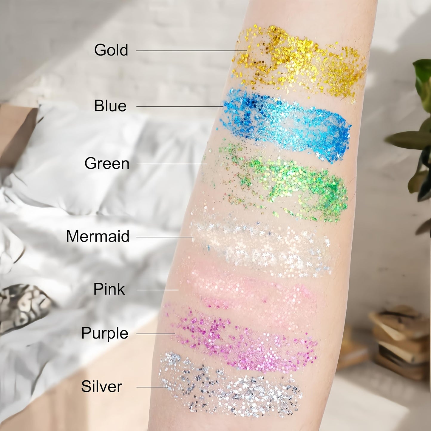 Melemando Body Glitter Stick 11 Colors Holographic Mermaid Sequins Chunky Face Glitter Stick Singer Concerts or Music Festival Rave Glitters Makeup for Face/Body/Hair/Eyes/Lip (01 Gold)