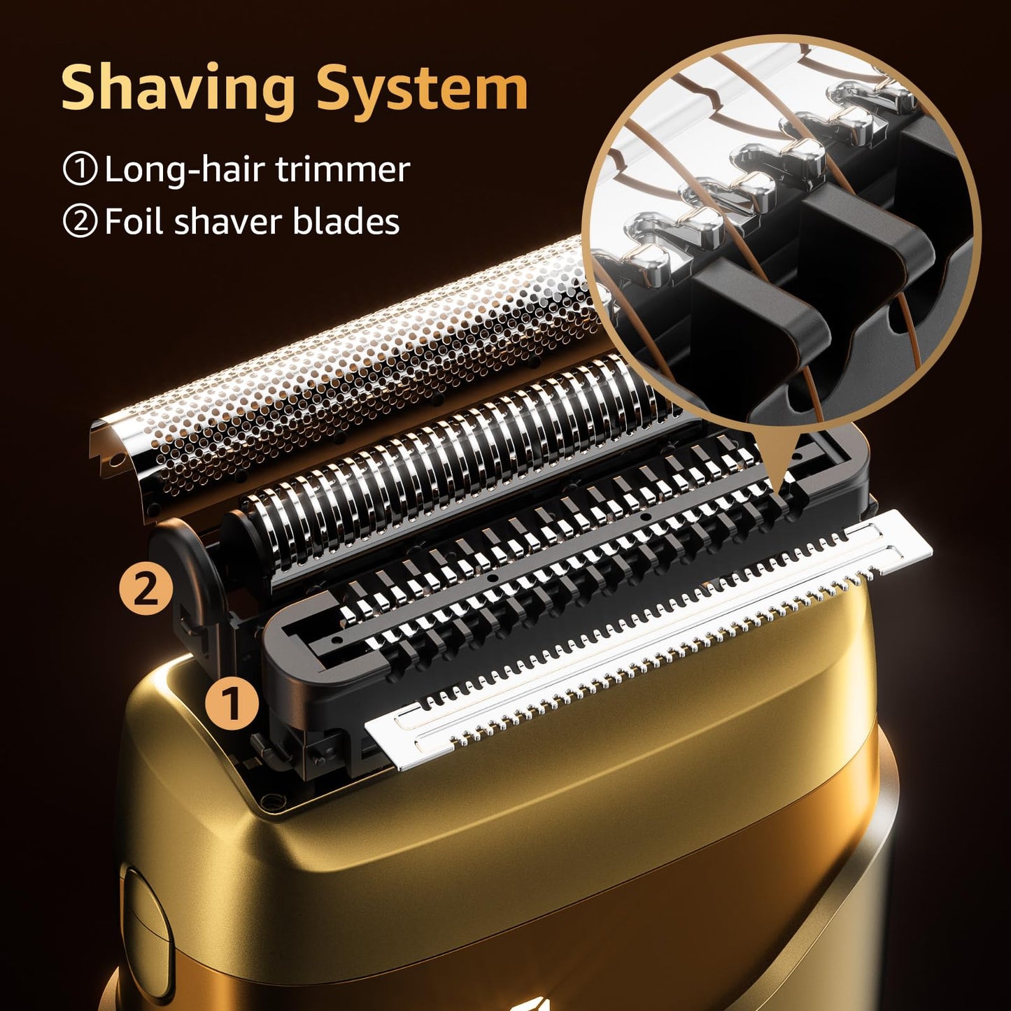 Electric Foil Shavers for Men, Mini Electric Razor, Compact Face Shaver, IPX7 Waterproof Wet Dry Cordless Razor, LED Display, USB-C, Travel-Friendly, Light Gold，Father's Day Gifts