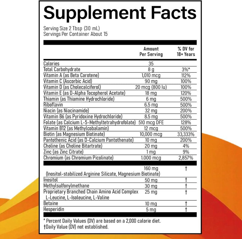 Liquid Multivitamin for Hair Growth - 10,000 mcg Biotin | 450 ml Hair & Skin Balance Formula for Men & Women 18+