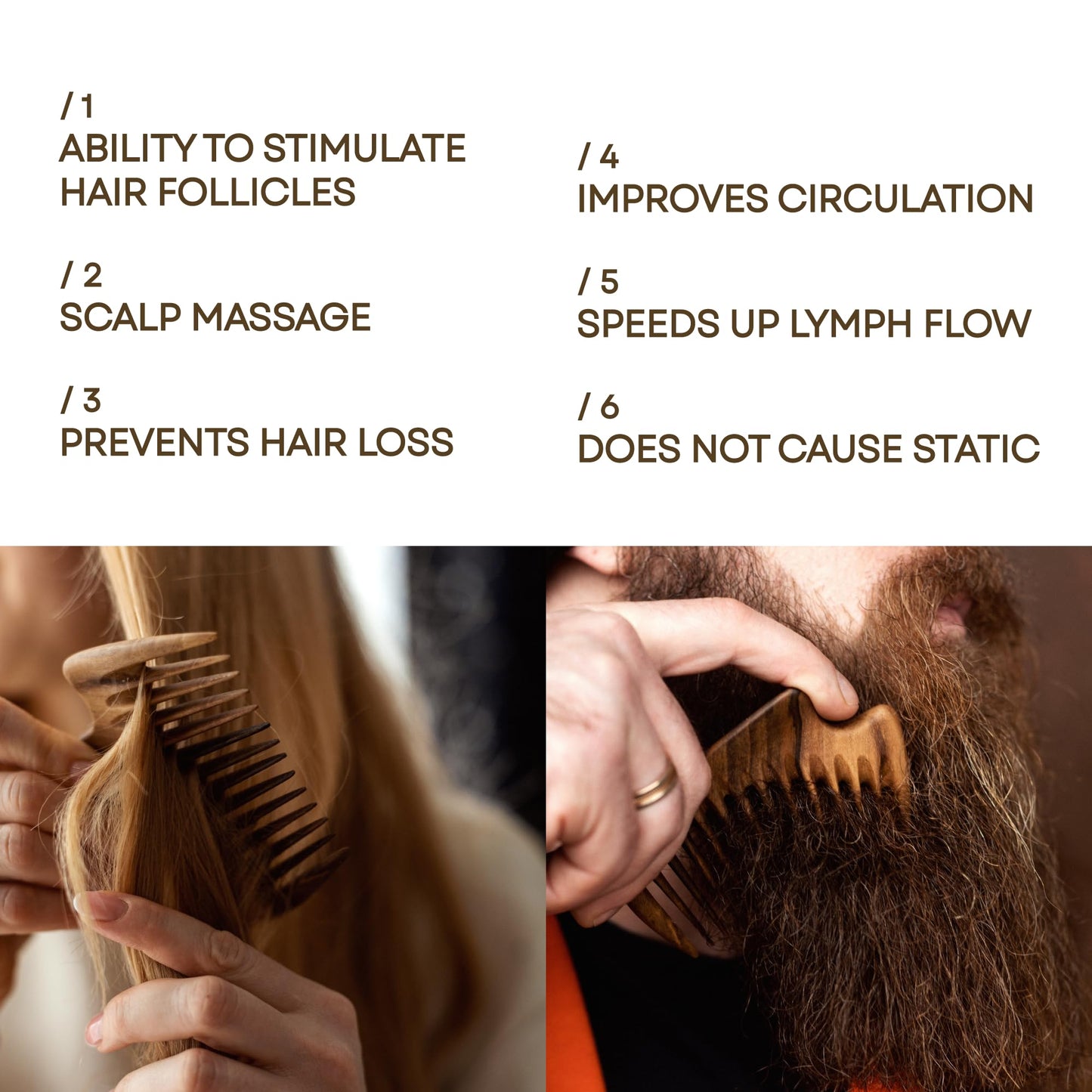 Handmade Wooden Hair Comb - Natural Wood Hair Care, Scalp Massager, Eco-Friendly Perfect for use with Balms and Oils New Wave (Walnut Wave)