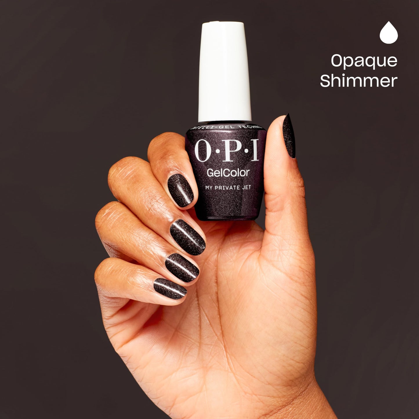 OPI GelColor My Private Jet | Opaque Deep Black Shimmer LED Cure Gel Nail Polish | Salon-Quality Shine, Long-Lasting Wear | Vegan & HEMA Free | 0.5 Fl Oz