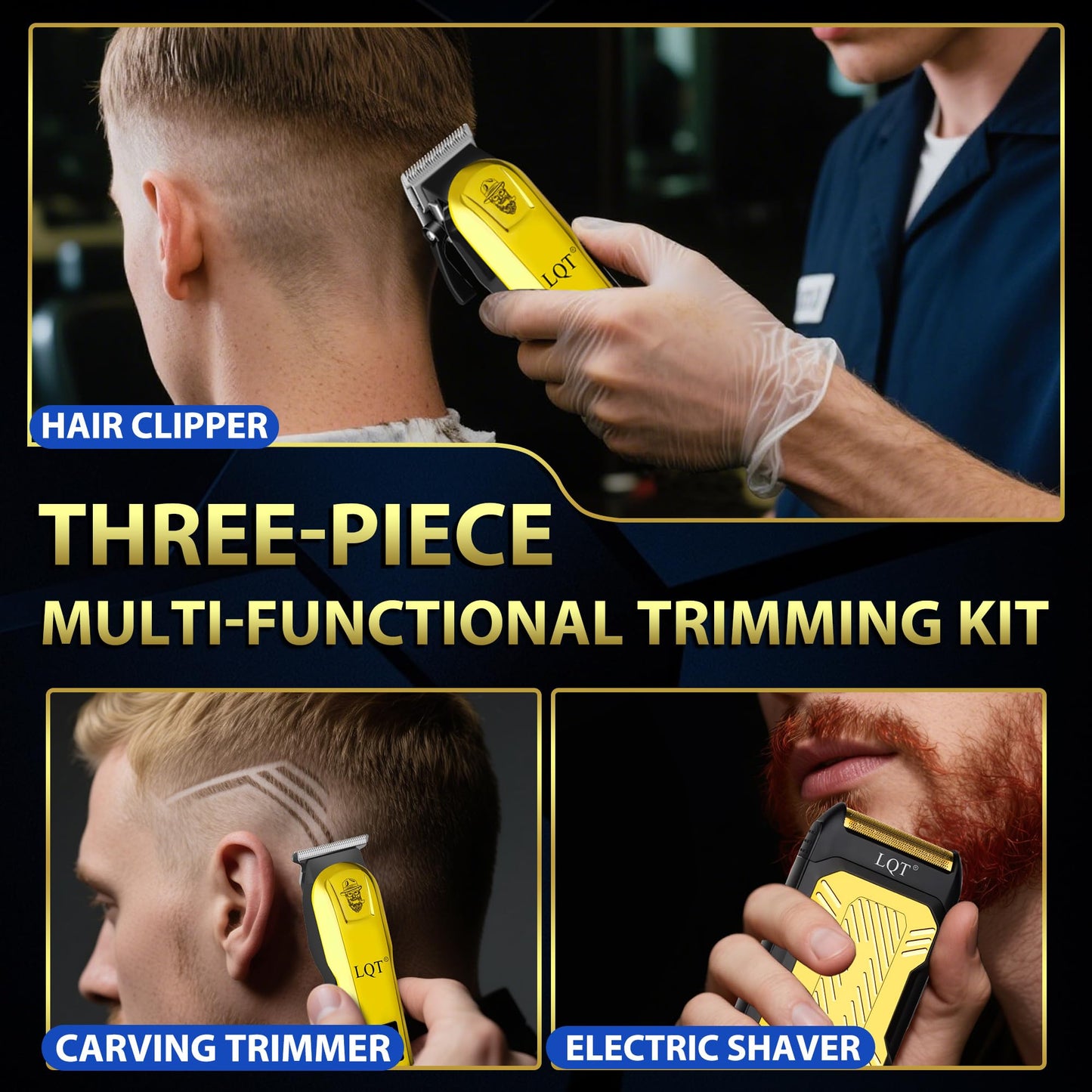 LQT Cordless Hair Clippers for Men Electric Beard and Mustache Trimmer & Foil Shaver Professional Rechargeable Hair Trimmer Gifts for Birthday Christmas to Son Husband Father Men Gifts