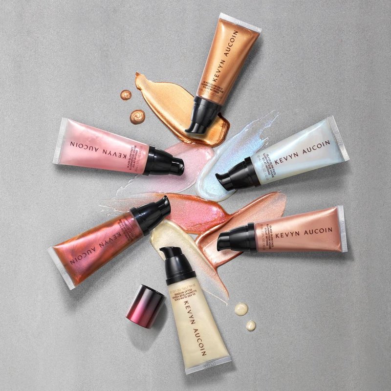 Kevyn Aucoin Glass Glow Face, Crystal Clear: Multi-purpose universal dewy highlighter for face and body. Creates glowing youthful-looking hydrated skin with a glassy complexion. Makeup artist go to.