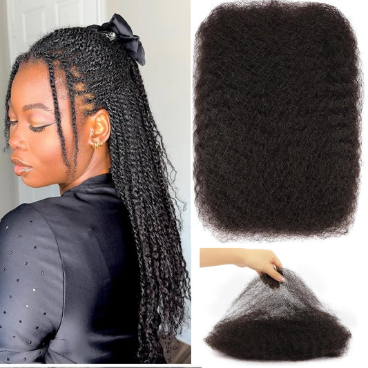Orientfashion 50g/pack Afro Kinkys Bulk Human Hair, Salt and Pepper Afro Kinky Twist Braiding Hair (Natural black, 14inch-1pack 50g)