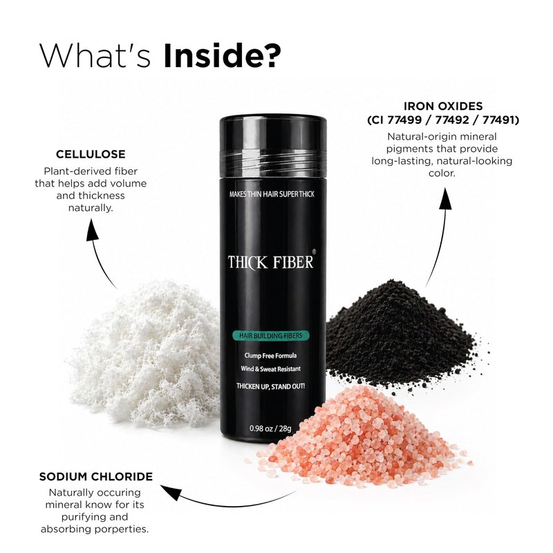 THICK FIBER Hair Fibers | Hair Powder for Thinning Hair 28g Bottle | Makes Thin Hair Look Thicker in Seconds | Hair Loss Concealer For Women & Men (Medium Brown)