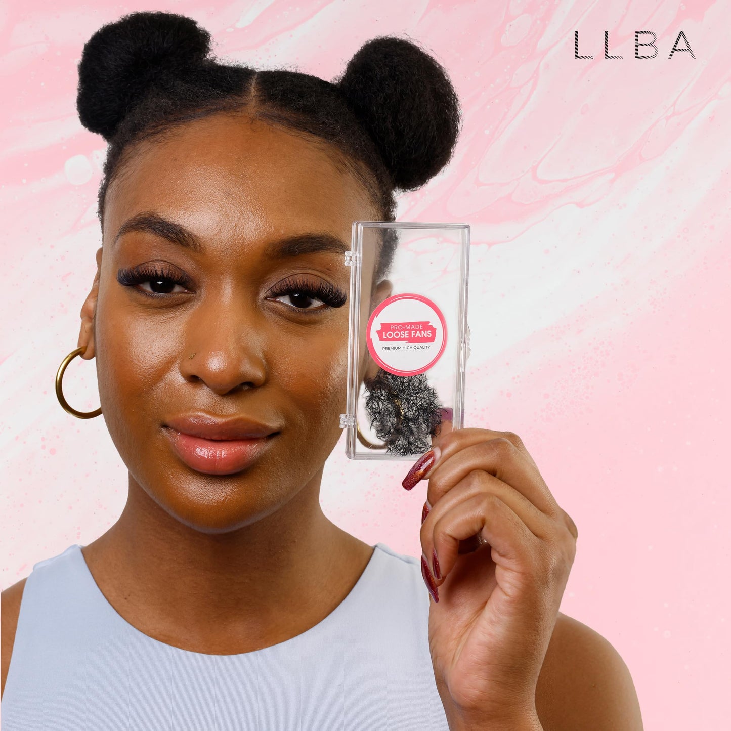 LLBA Promade Fans | Handmade Volume Eyelashes | Multi Selections From 3D To 16D | C CC D DD L M Curl | Thickness 0.03 ~ 0.1 mm | 8 - 20mm Length | Long Lasting | Easy Application (7D-0.05 D 10 mm)