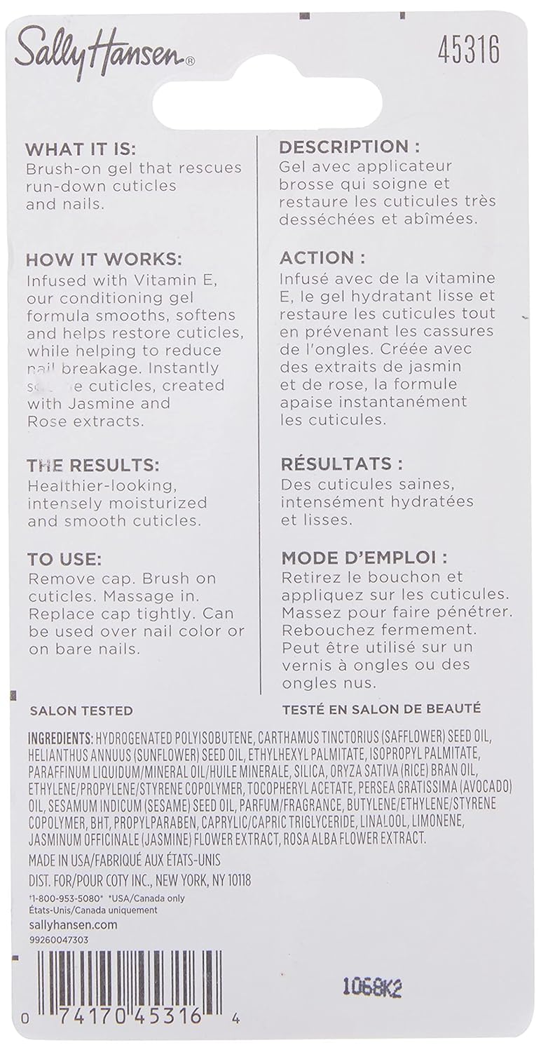 Sally Hansen Cuticle Rehab Nail Treatment - Moisturizing Formula with Jasmine, Rose & Vitamin E | Hydrates & Strengthens Nails