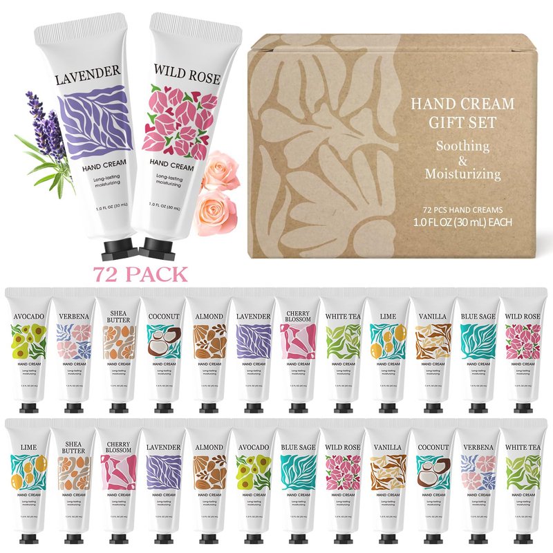 Hand Cream Bulk - 72 Pack Moisturizing Lotion for Dry Hands | Perfect Gift for Women, Teachers & Nurses