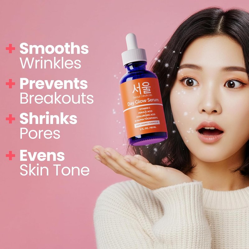 SeoulCeuticals 20% Vitamin C Hyaluronic Acid Serum - Potent Anti-Aging & Wrinkle Treatment | 1oz