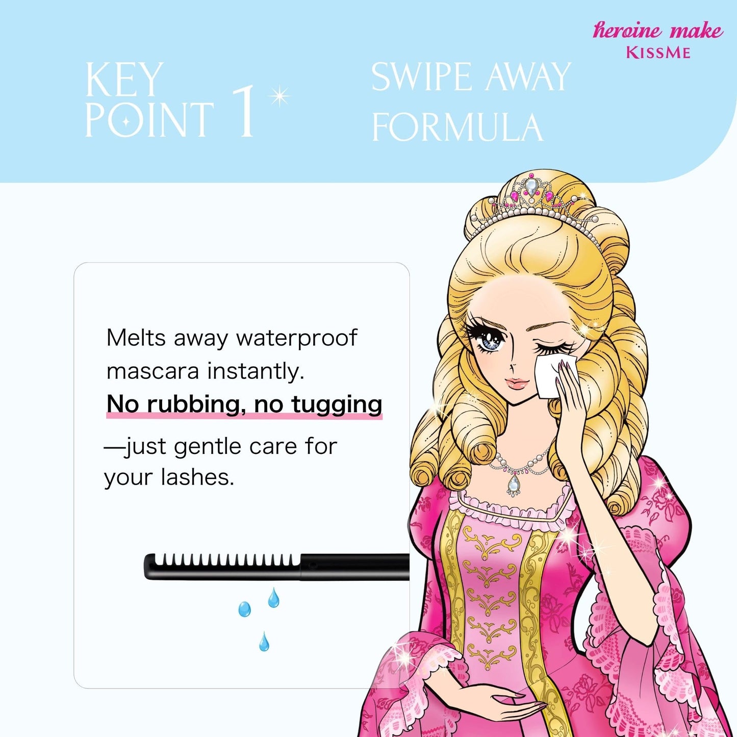 Heroine Make by KissMe Mascara Remover | Waterproof Makeup Remover Wand | Gentle Eye Makeup Solution for Sensitive Eyes | Travel Size for Waterproof Makeup | Made in Japan | 3 Pack