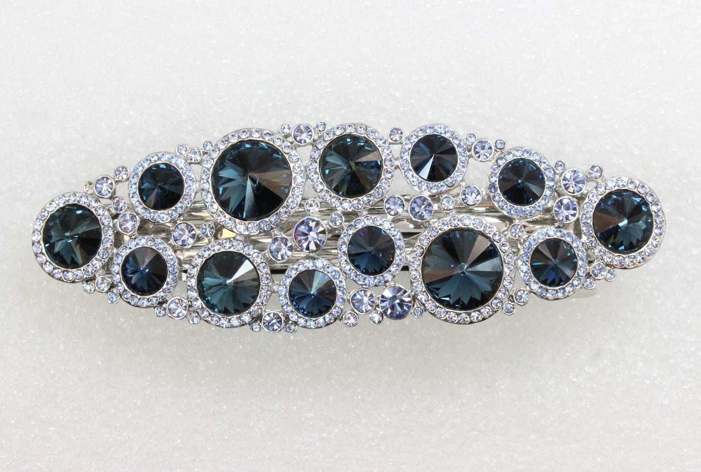 Faship Gorgeous Navy Blue Premium Rhinestone Crystal Hair Barrette Clip