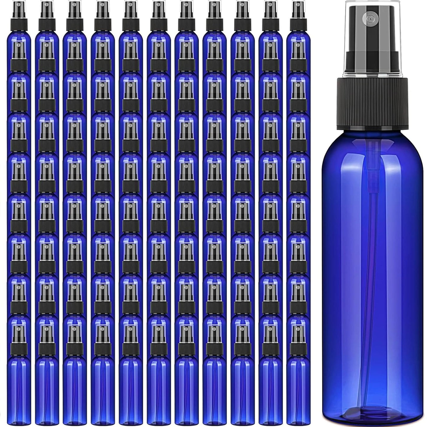 TREEHAC 100 Pack 2 Oz Plastic Mini Spray Bottles with Refillable Mist Sprayer for Travel and Household Use for Perfume Essential Oils Cleaning (Wine Red)