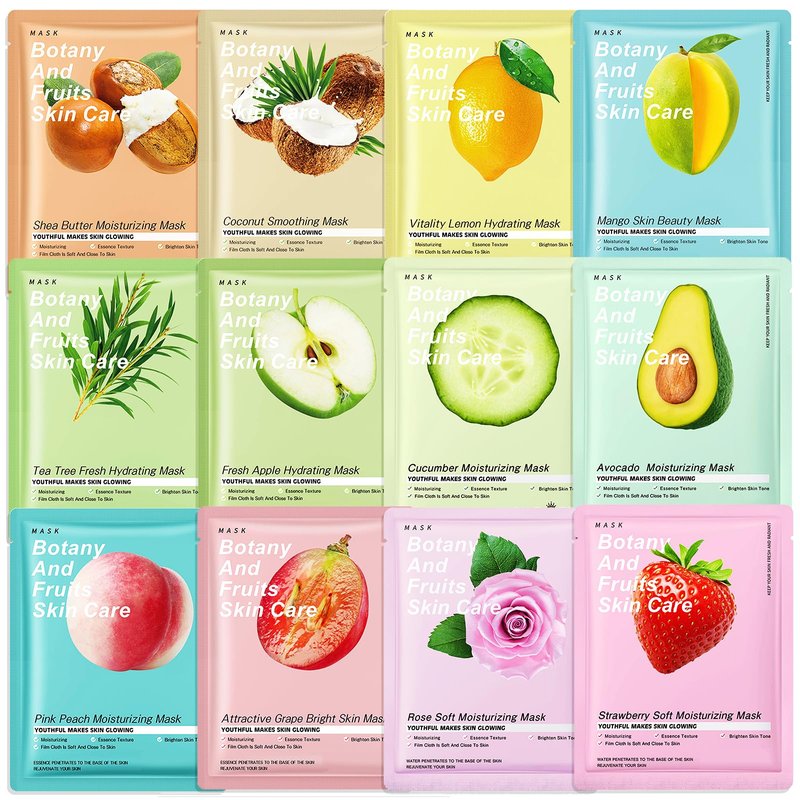 Qullmartle 12 Pack Face Mask Skin Care,Sheet Mask Set,Facial Masks for Women Care, Skincare Hydrating Face Masks,Moisturizing,Soothing,Premium for All Skin Types