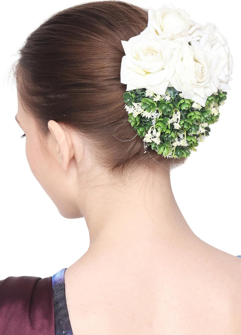 Artificial Blooming Flowers Hair Buns - Perfect for Weddings, Parties & Special Occasions