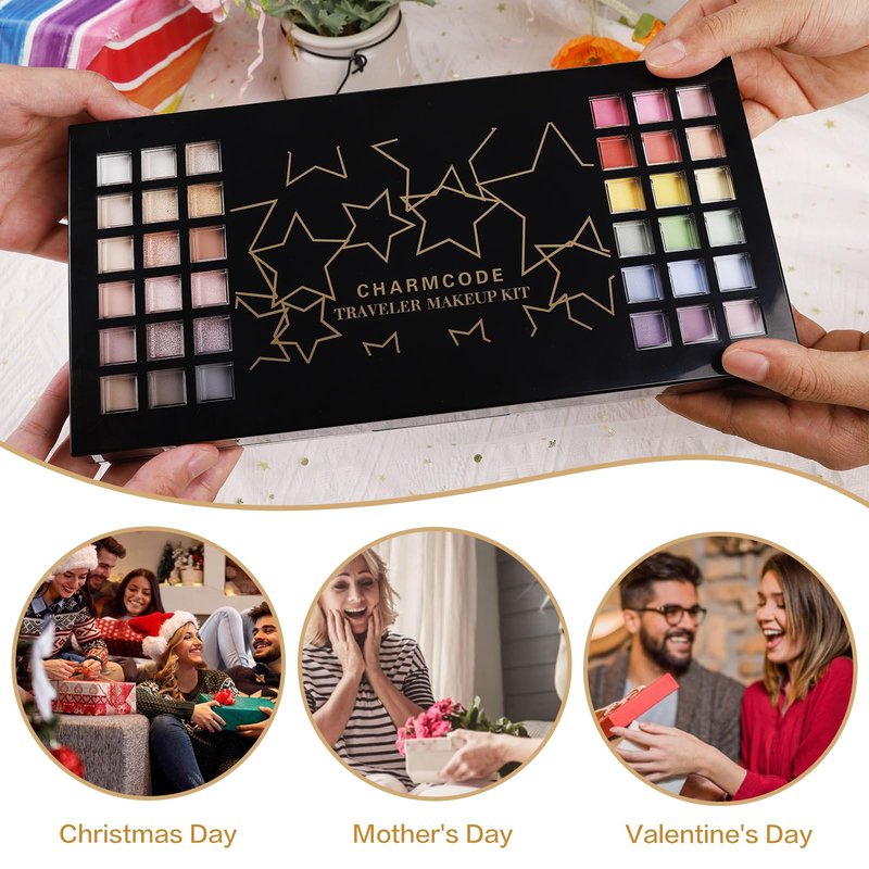 CHARMCODE All in One Makeup Kit, Makeup Kit for Women Full Kit, Make Up Christmas Gift Set for Teen Girls- Eyeshadow Palette,Lip Gloss,Concealer,Highlighter,Blush,Eyeliner,Brow Powder & Contour