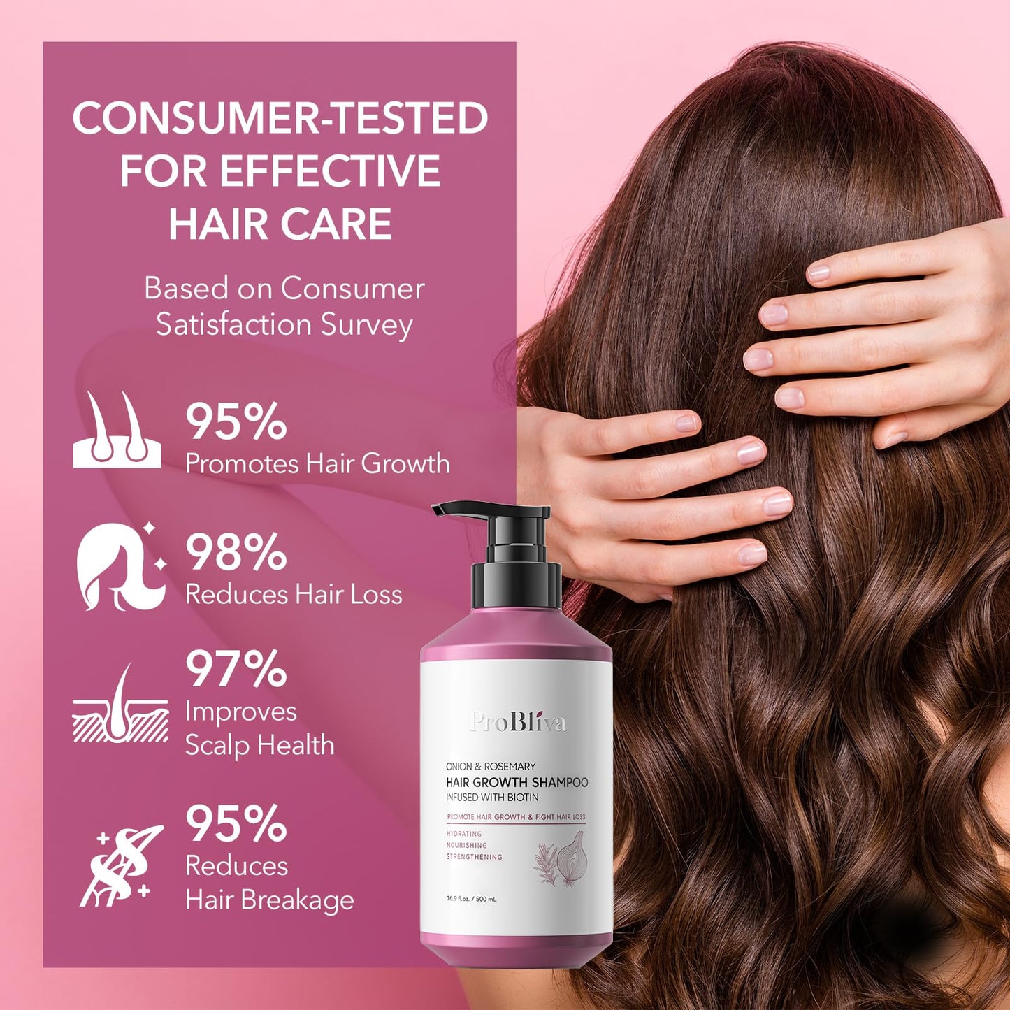 Onion & Rosemary Hair Growth Shampoo: Biotin Infused Shampoo for Hair Loss and Thinning Hair - Promotes Healthier, Thicker and Stronger Hair for Women and Men - 16.9 oz
