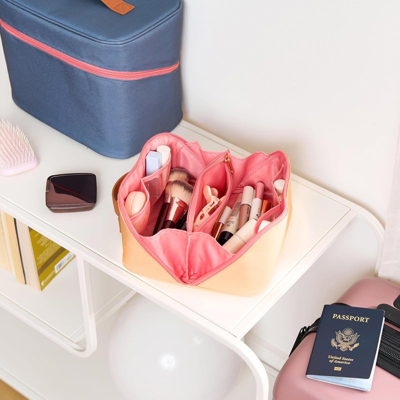 Small Organizer Case - Stylish Marigold Multi-Purpose Travel Case with Sturdy Vegan Leather Handle | Perfect for Toiletries, Makeup, Jewelry & Essentials