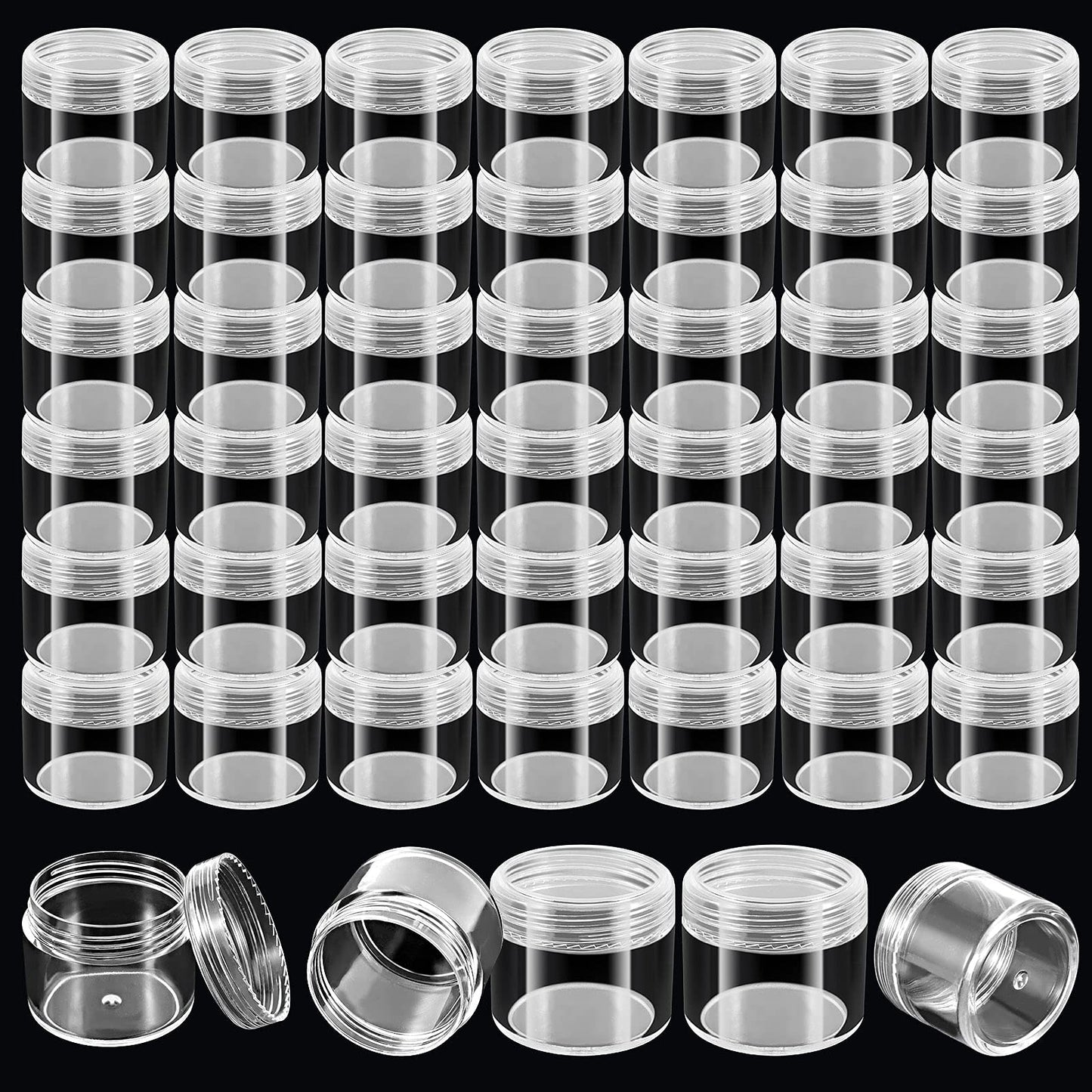 HOIGON 96 Pieces 20g 20ml Clear Plastic Sample Containers, Leak-Proof Round Plastic Cosmetic Containers with Lids, Clear Plastic Pot Jars for Creams, Lotions, Makeup, Colored Acrylics