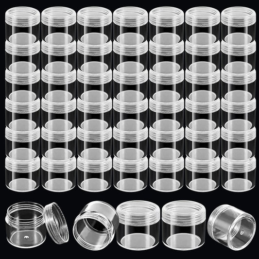 HOIGON 96 Pieces 20g 20ml Clear Plastic Sample Containers, Leak-Proof Round Plastic Cosmetic Containers with Lids, Clear Plastic Pot Jars for Creams, Lotions, Makeup, Colored Acrylics