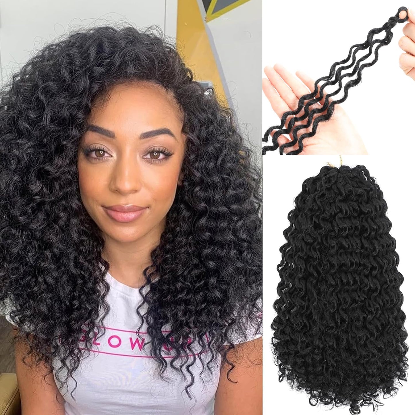 Full Head Crochet Hair for Black Women Human Hair Soft Feeling, Pink Mango Short Gogo Curl Protein Silk 80 Strands, Deep Curly Innovative 4-in-1 Strand Design Hypoallergenic Synthetic Fiber