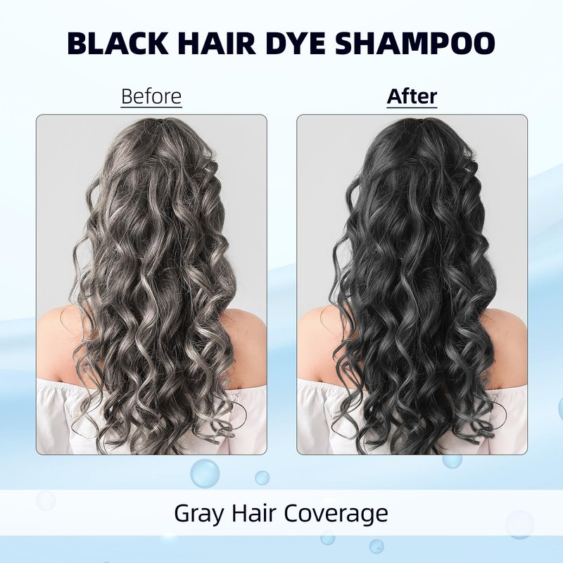 Ivnil Black Hair Dye Shampoo 3 in 1 Semi Permanent Hair Color Shampoo for Women & Men for Gray Hair Coverage, shampoo para pintar el cabello