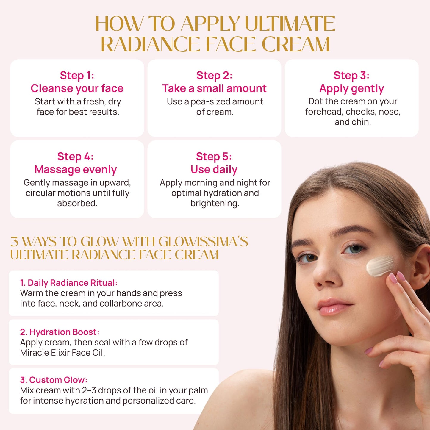 GLOWISSIMA Ultimate Radiance Face Cream – Nourishing Moisturizer, Smooths Fine Lines, Evens Tone, Firms, Fragrance-Free Clean Beauty.